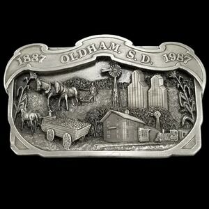 Oldham SD 1887 1987 Centennial Commemorative Belt Buckle Pewter Limited Edition‎